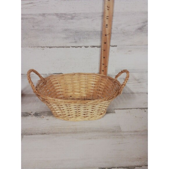 Small Sized Light Colored Decorative Farmhouse Basket With Handles - Picture 7 of 16